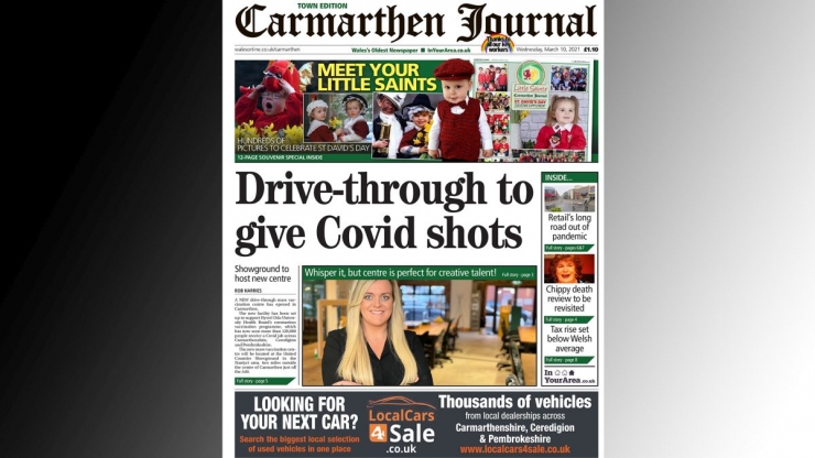 Front page of todays Carmarthen Journal